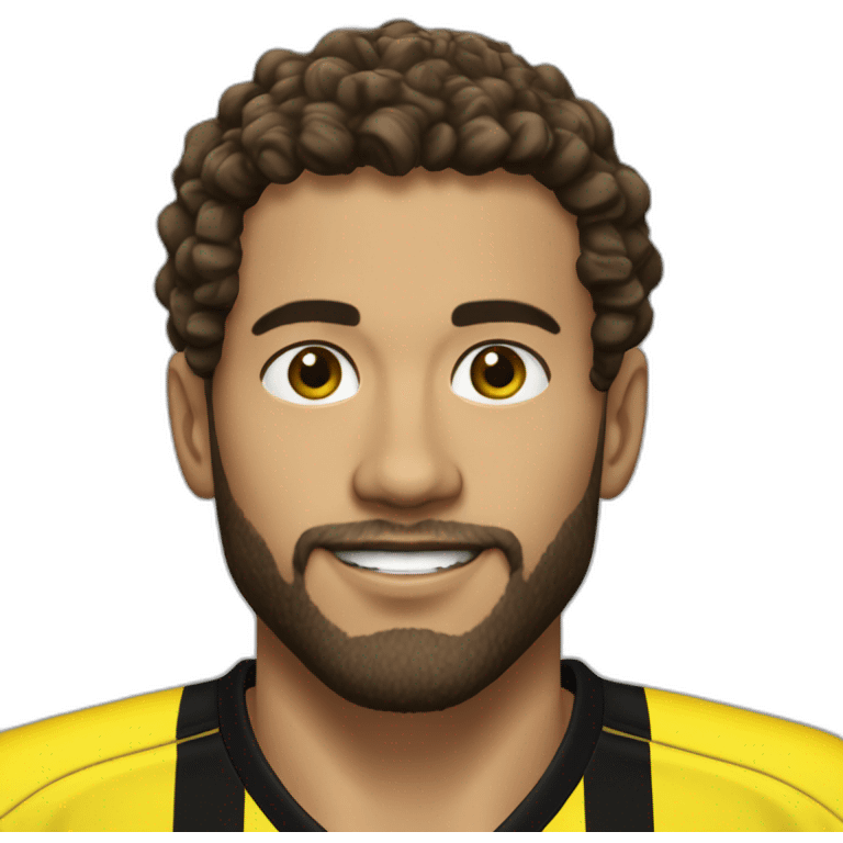 Borussia Dortmund player short beard curly short hair and haf brown emoji