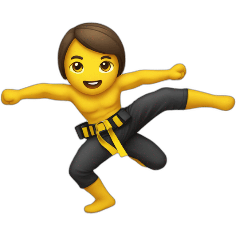 Krav maga fighters with yellow belt in action of hiting eatch other emoji