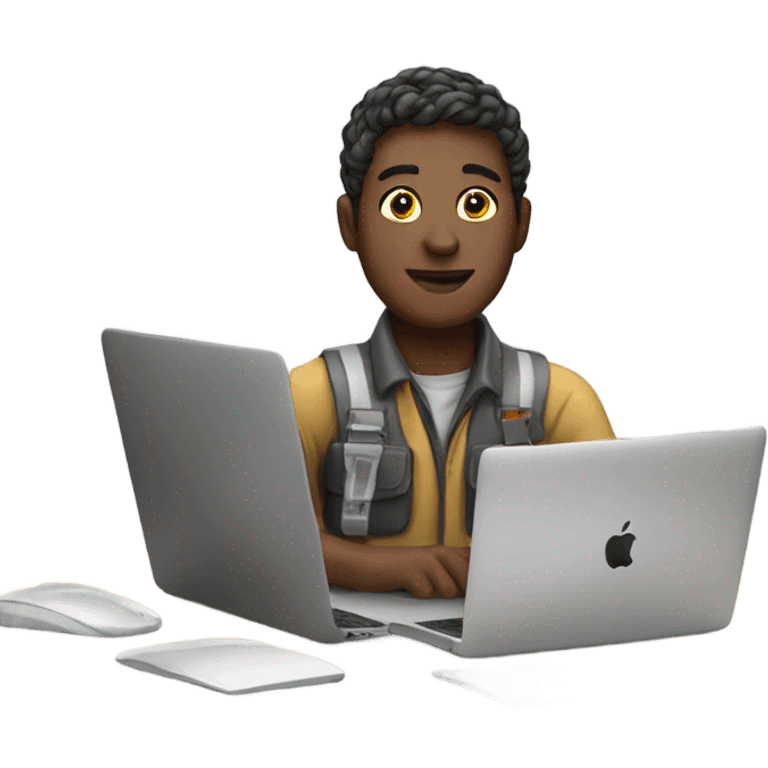 worker at desk with macbook emoji