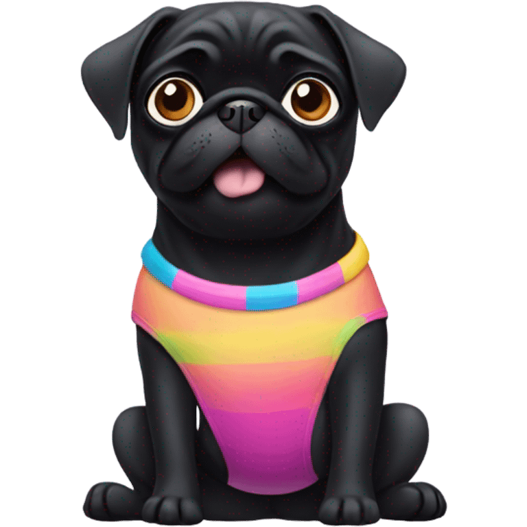 Black pug in a swimsuit emoji