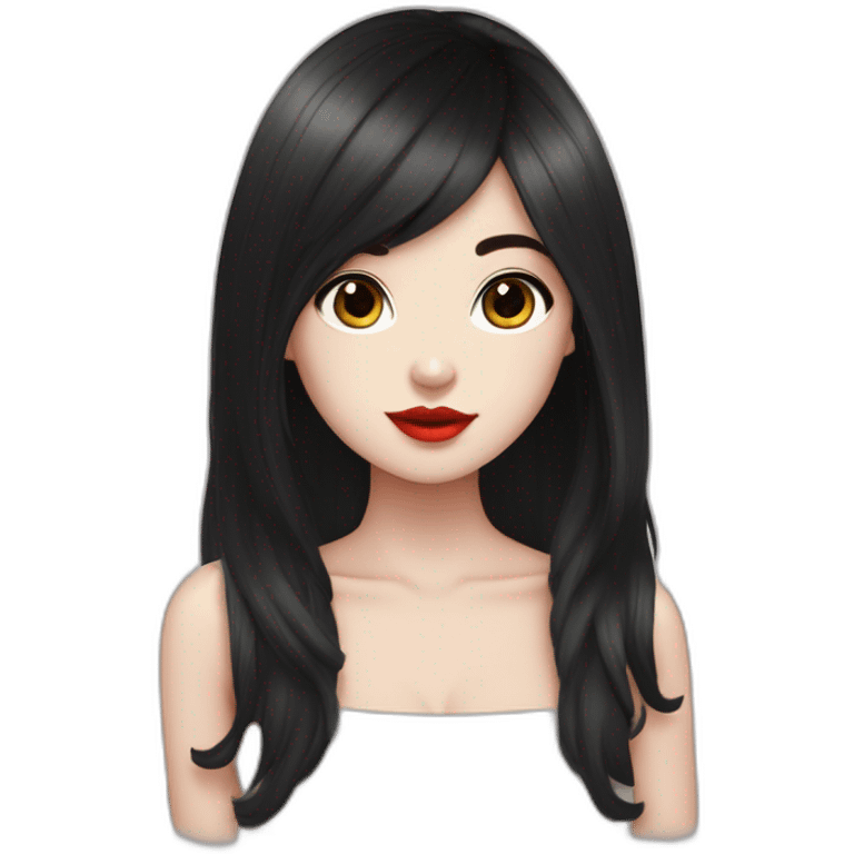 Beautiful young woman,Black hair,long hair,White skin,oval face,big eyes,Blackeyes,Redlips,Chinese emoji