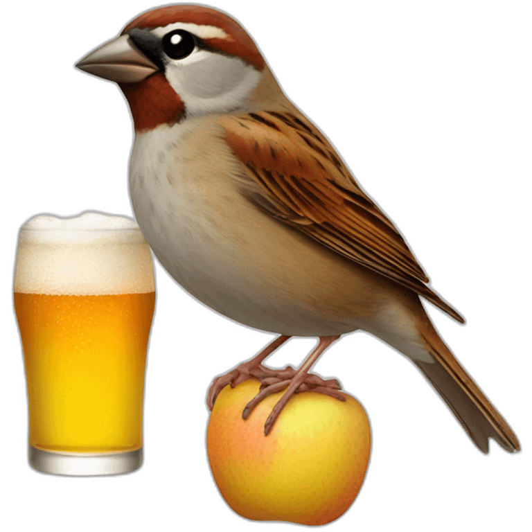 Sparrow drinking cidre emoji