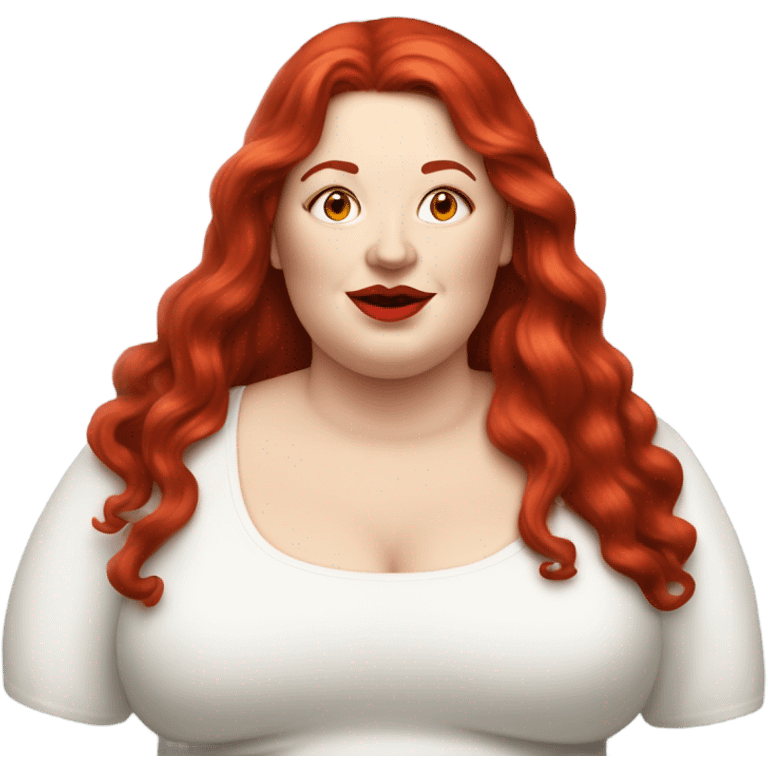 profle picture stunning fat white woman, long red hair red lips emoji