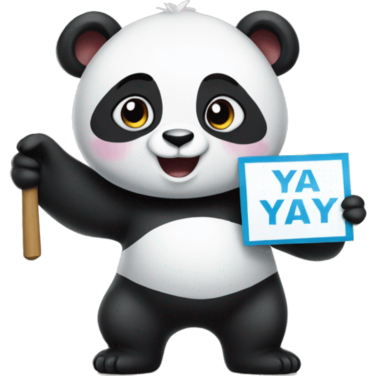 Panda holding a sign that says YAY emoji