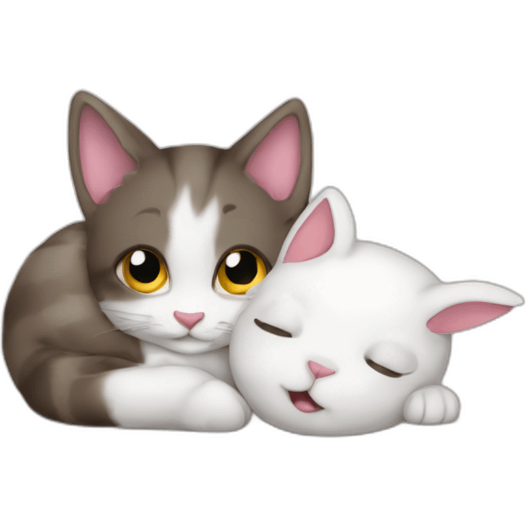 cat-snuggling-bunny emoji