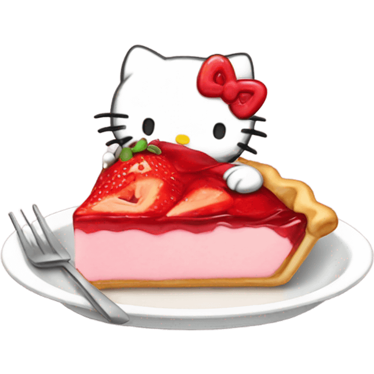 Hello kitty eating a strawberry pie  emoji