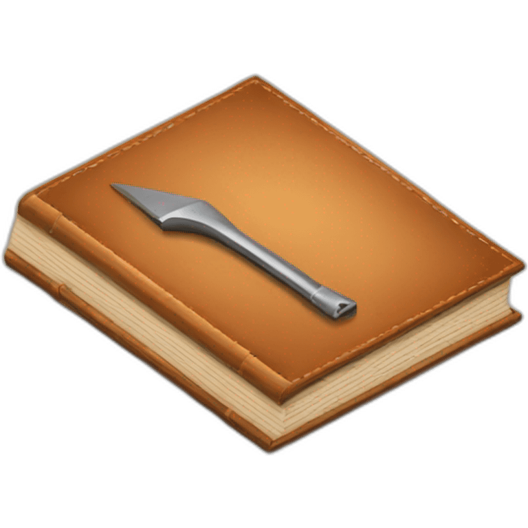 isometric thick BOOK with picture of wood, welder, leather, tools emoji