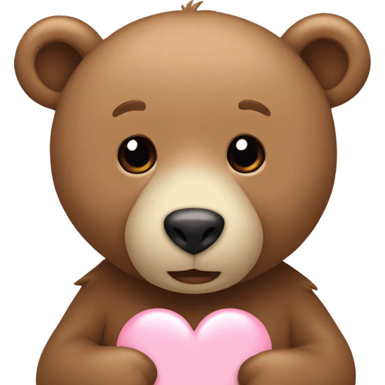 Light brown bear holding a light pink heart emoji