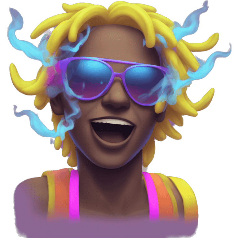 Rave party dancing neon smoking emoji