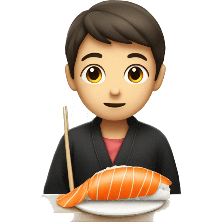 A boy eating sushi emoji