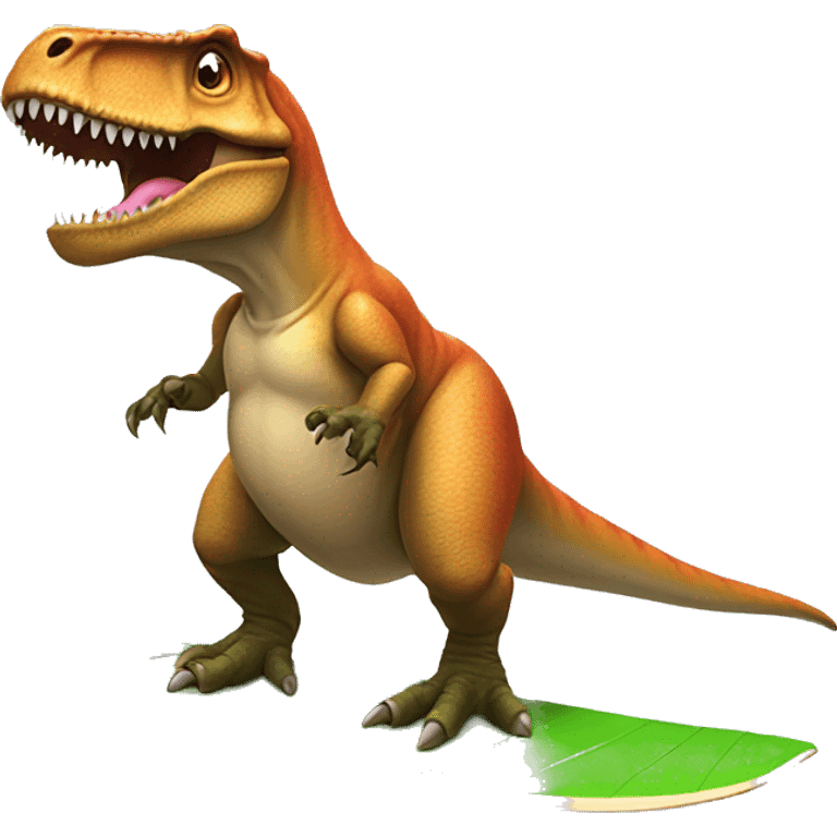 T-rex wearing a tutu on a surfboard emoji