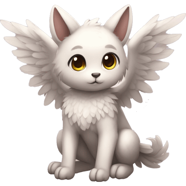 Anthro shy cute kawaii winged animal hybrid full body emoji