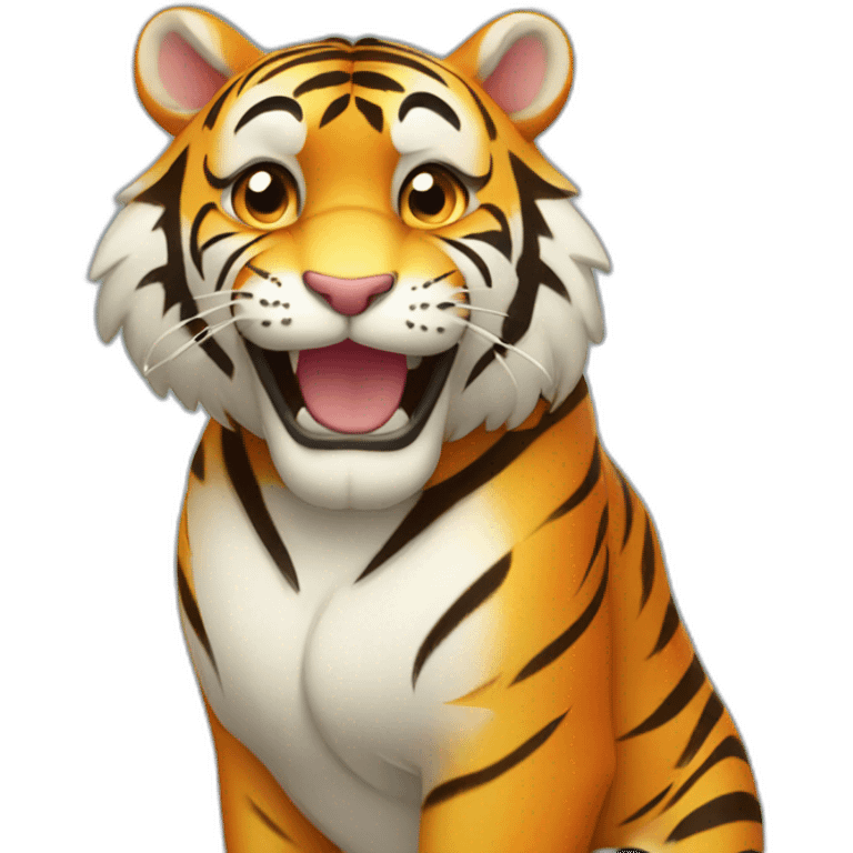 A cute tiger smiling and giving a thumbs up emoji