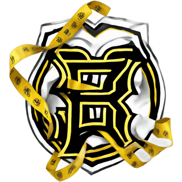 Give me a Boston Bruins logo with medical or caution, tape wrapped around it emoji