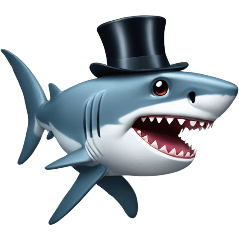 Shark with a top hat emoji