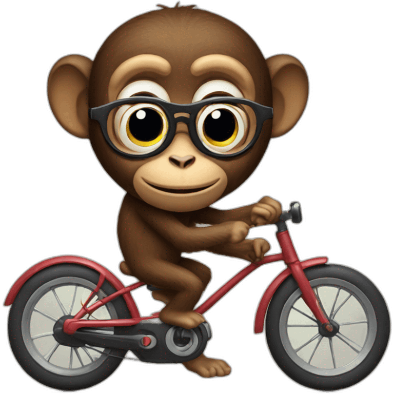 Monkey with spectacles on bike emoji