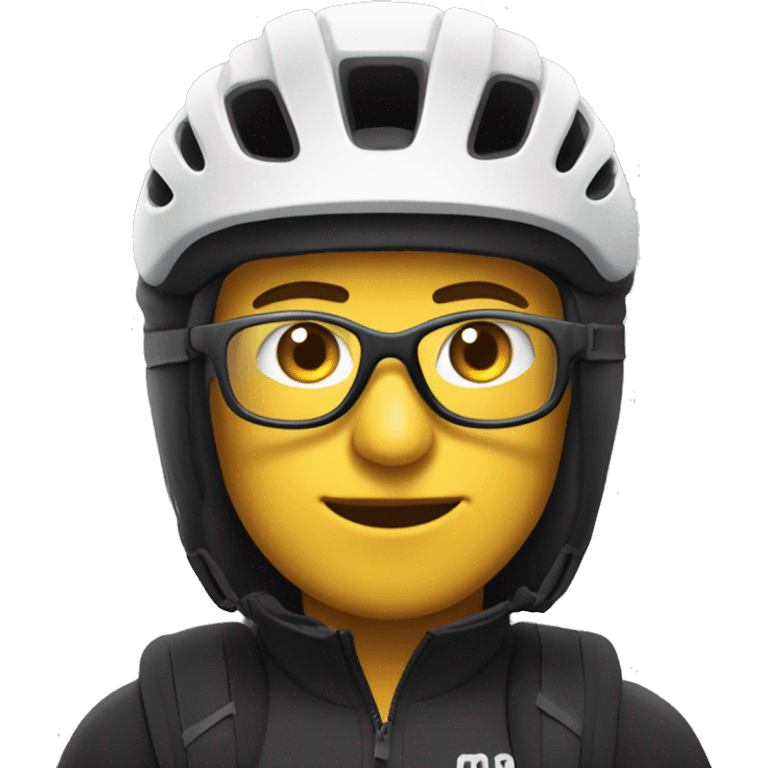 Mountain bike rider in full cover felmet with glasses emoji