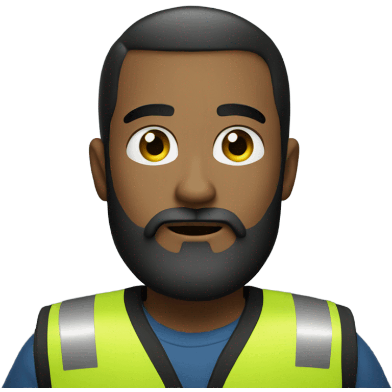 bearded boy looking at viewer, put him in a security vest emoji