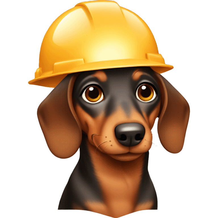 dachshund with hardhat emoji