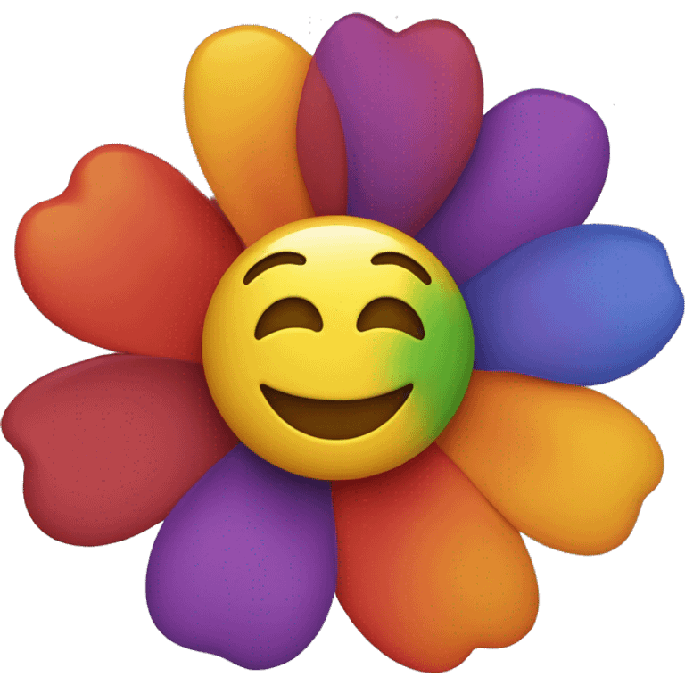 Flower with red yellow green orange purple blue with a big grin emoji