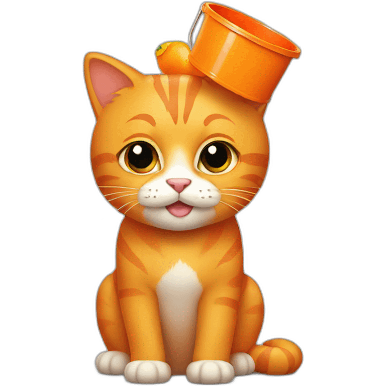 Orange cat with an orange bucket on its head emoji