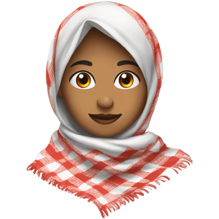 woman fixing red and white checkered kuffiyeh emoji