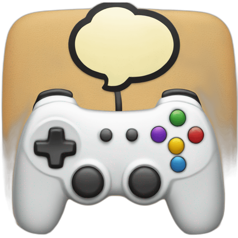 A game controller with a speech bubble to represent live discussions. emoji