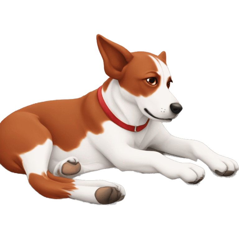 red dog lounging under clear sky emoji