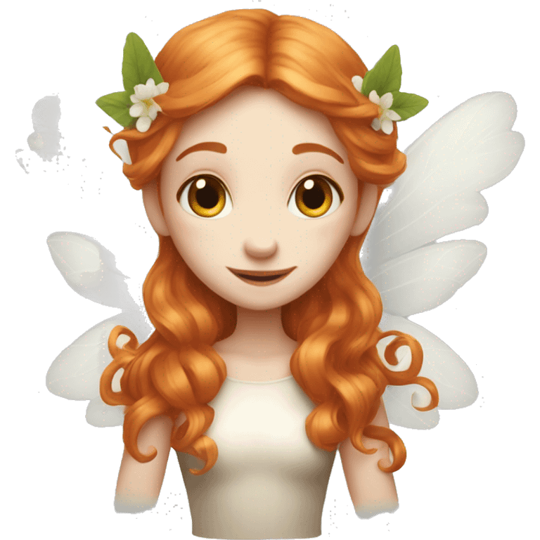 a white skin fairy, long ginger hair and wings emoji