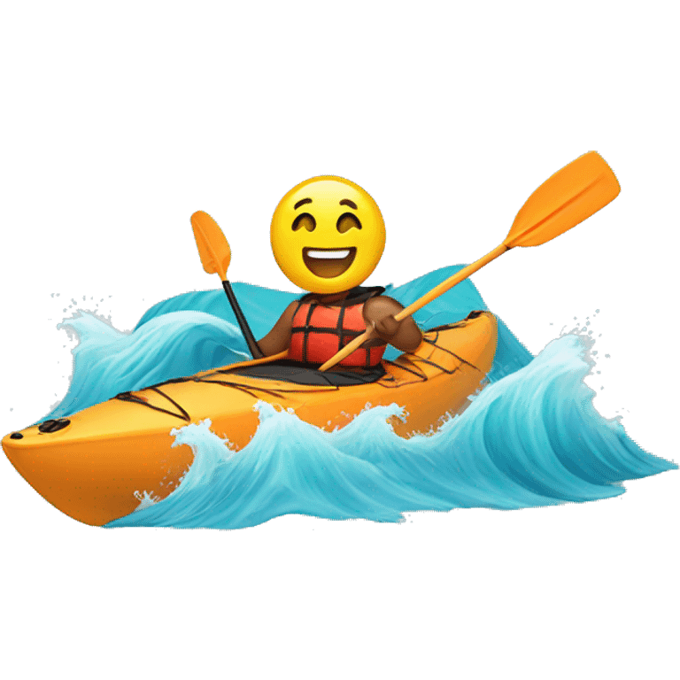 Happy kayak in waves emoji