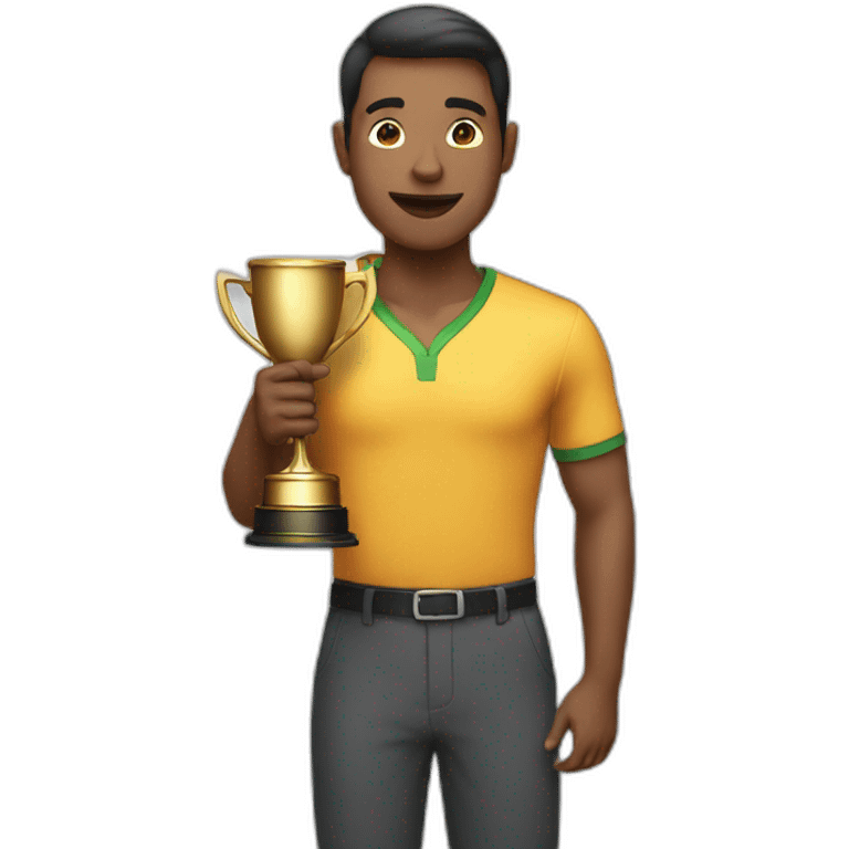 man holding prize cup emoji