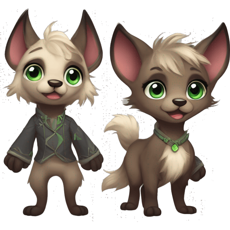 Cute anthropomorphic furry fantasy-animal-fursona griffsnuff & LiLaiRa & Falvie full body emoji