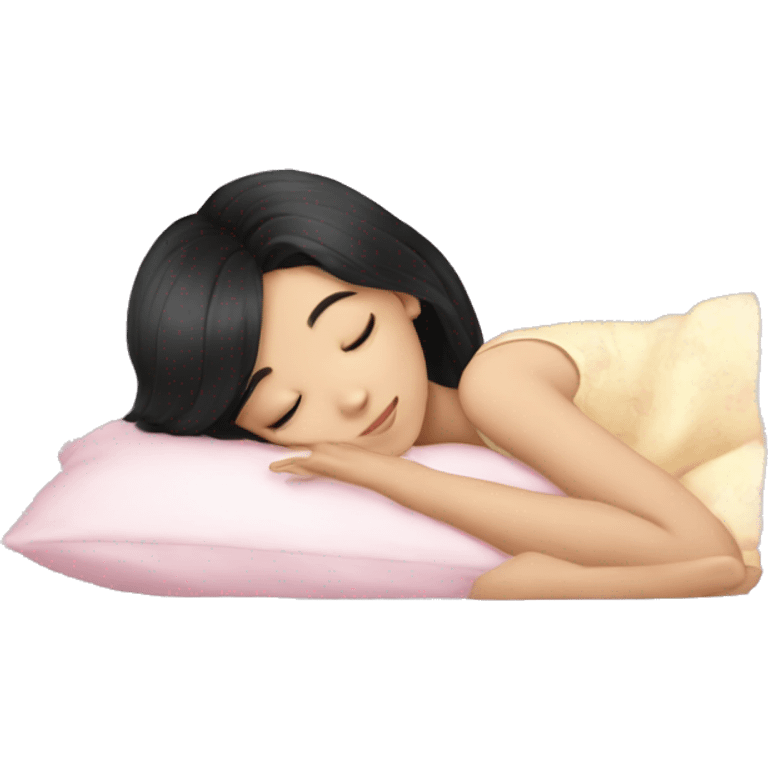 Coquette teenage cute asian black hair girl sleeping  emoji