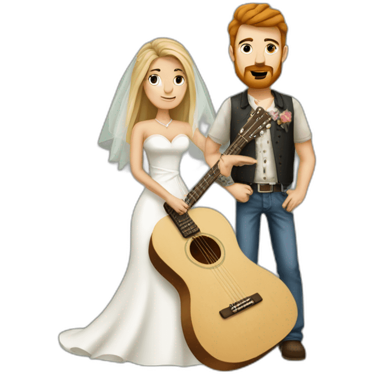 Redneck couple wedding wife with tattoos husband with guitar emoji