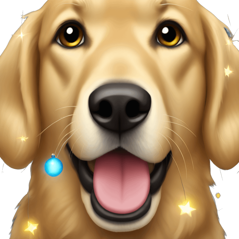 Golden Retreiver wearing Christmas lights  emoji