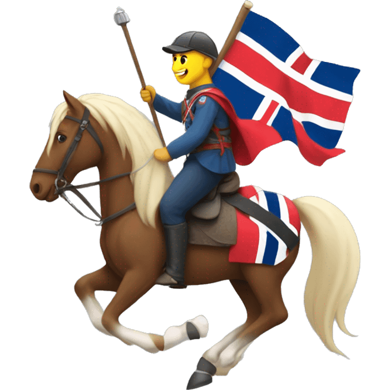 Man carrying Norwegian flag on horseback emoji