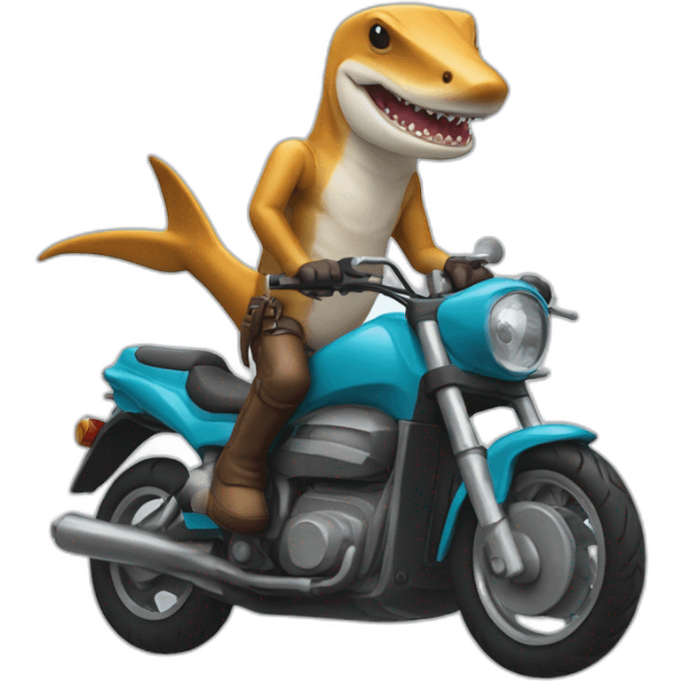 Hammerhead shark riding a motorcycle emoji