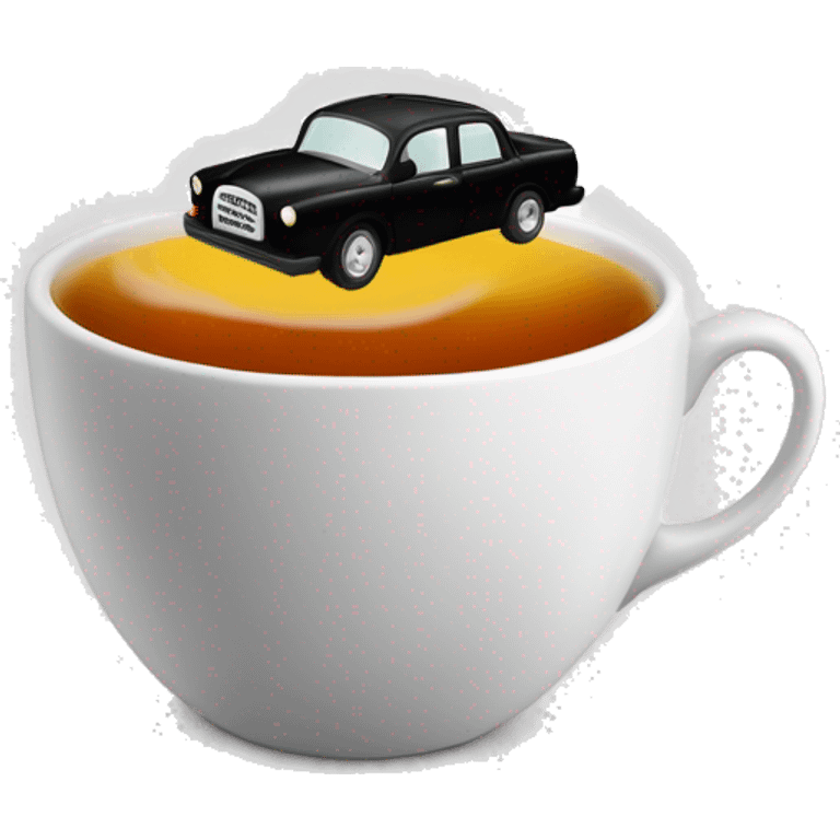 black taxi cab inside a cup of tea emoji