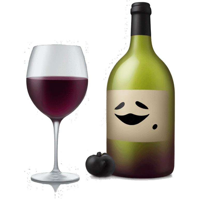 Wine with black kiss mark on glass emoji