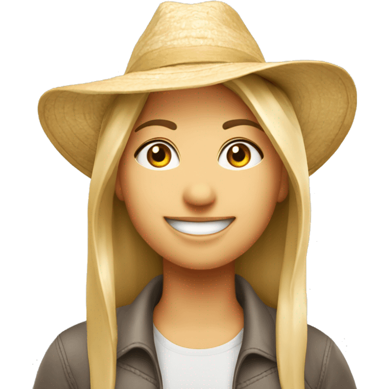 Healthy city living caucasian headshot with sunhat emoji