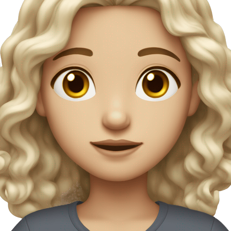 fair-hared wavy hair girl with brown eyes white skin tone emoji