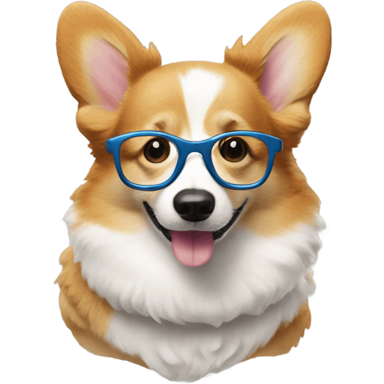 Old corgi wearing colorful glasses emoji