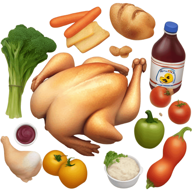 Chicken with groceries  emoji