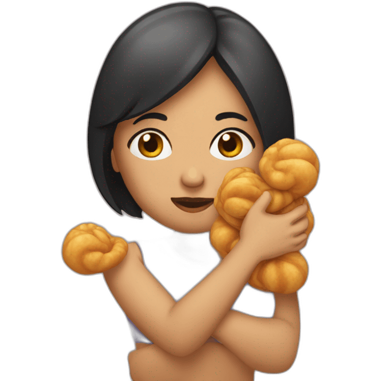 Woman squeezing her bahonkers emoji