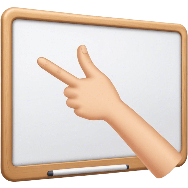 Hand holding Woodstick pointing whiteboard emoji