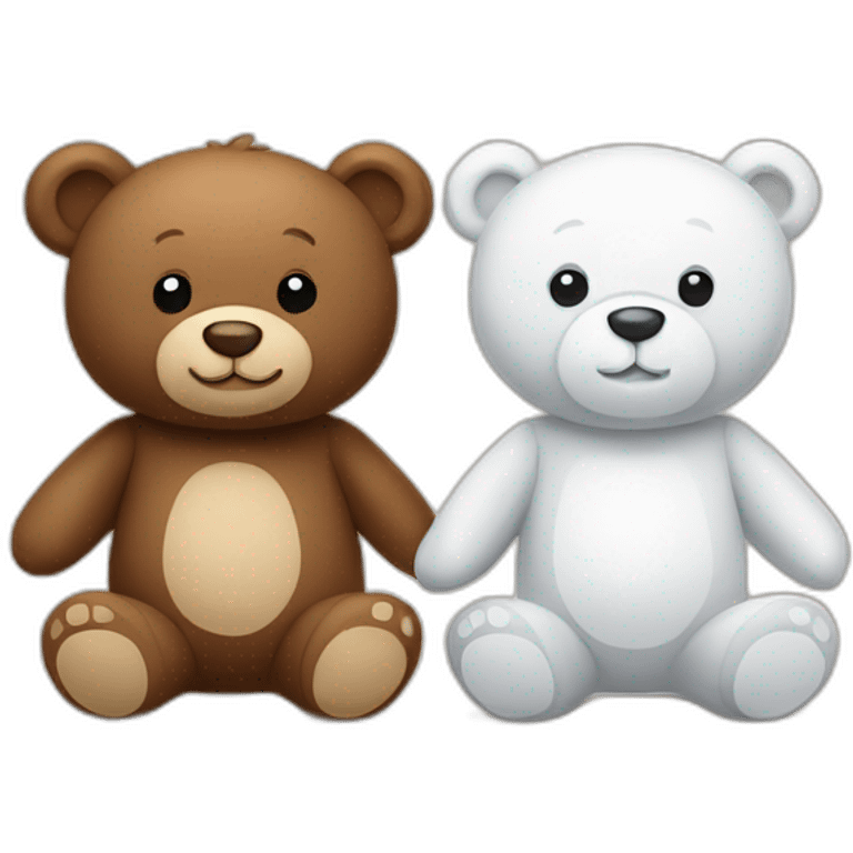 brown teddy bear and white teddy bear in love emoji