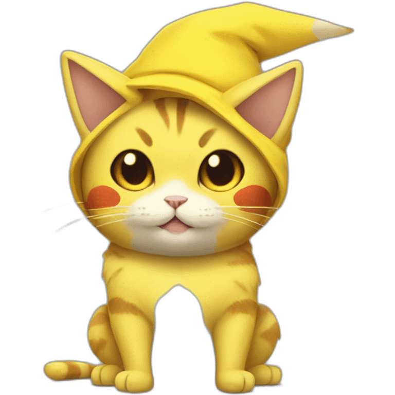 Cat dressed as pikachu emoji