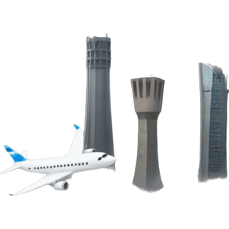 Airplane and two towers emoji