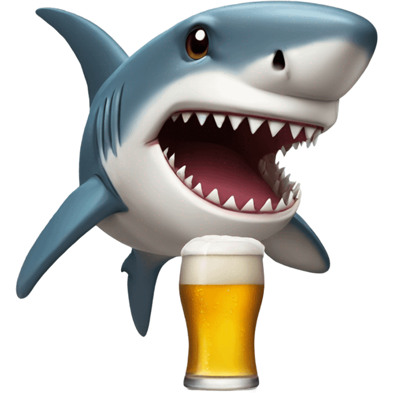 Shark drinking beer emoji