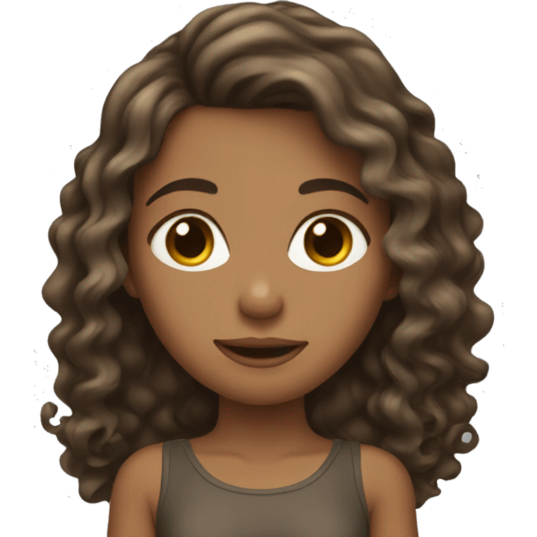 Tan girl with brunette wavy hair emoji